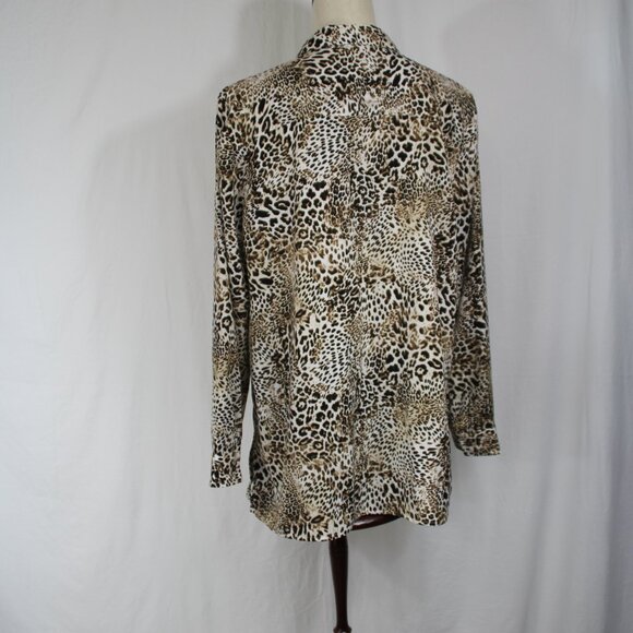 Chico's Women's Long Sleeve Button Up Tunic Top Animal Print Size 2 (L) - Picture 6 of 10